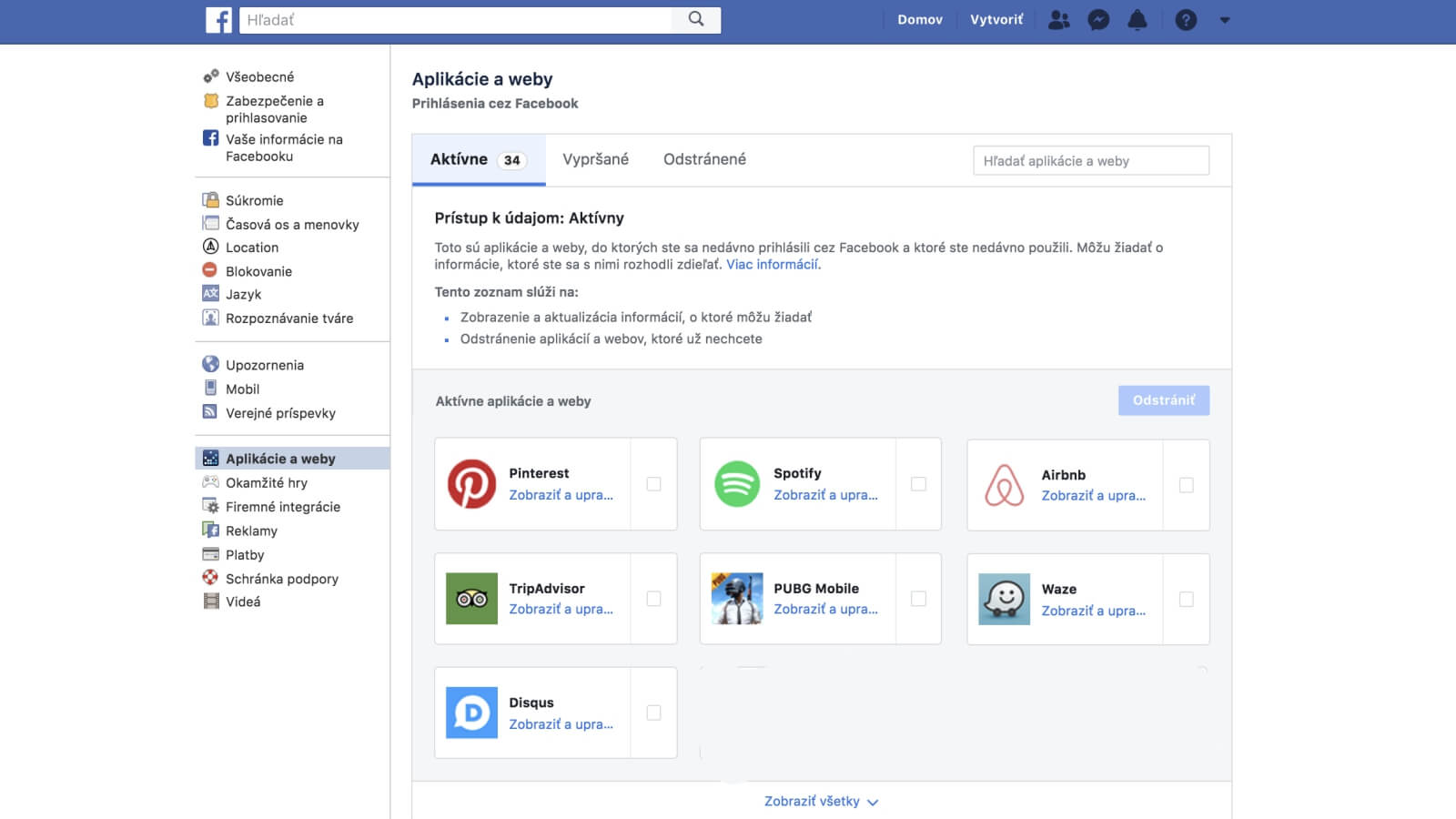 Facebook a povolenia aplikácií