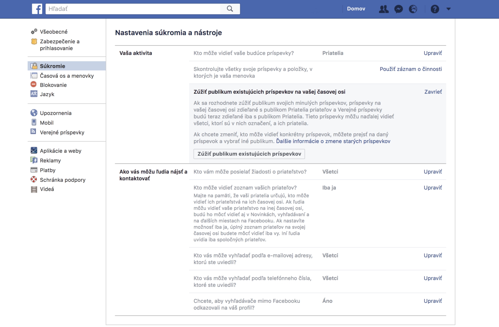 Facebook ochrana súkromia