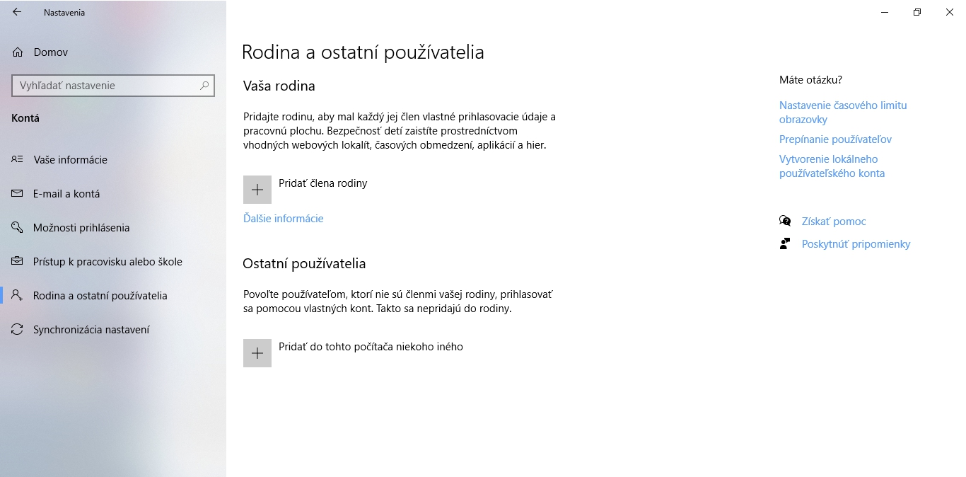 Windows nastavenia pre deti